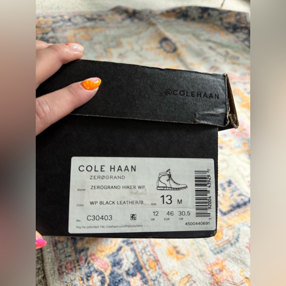 NIB Cole Haan zero grand hiker WP Black Rugged Boots black leather - Picture 6 of 6